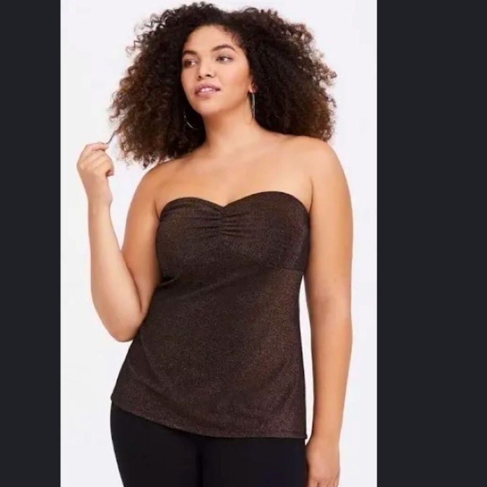 NWT Torrid brown metallic glitter 5X. Stretch. Strapless